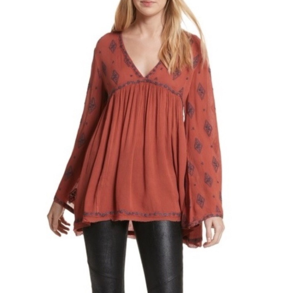 Free People Diamond Ember Print Blouse - Picture 2 of 8